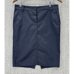 Ice Iceberg Pencil Skirt Womens 42/28 Black Waxed Lined Zip Pockets